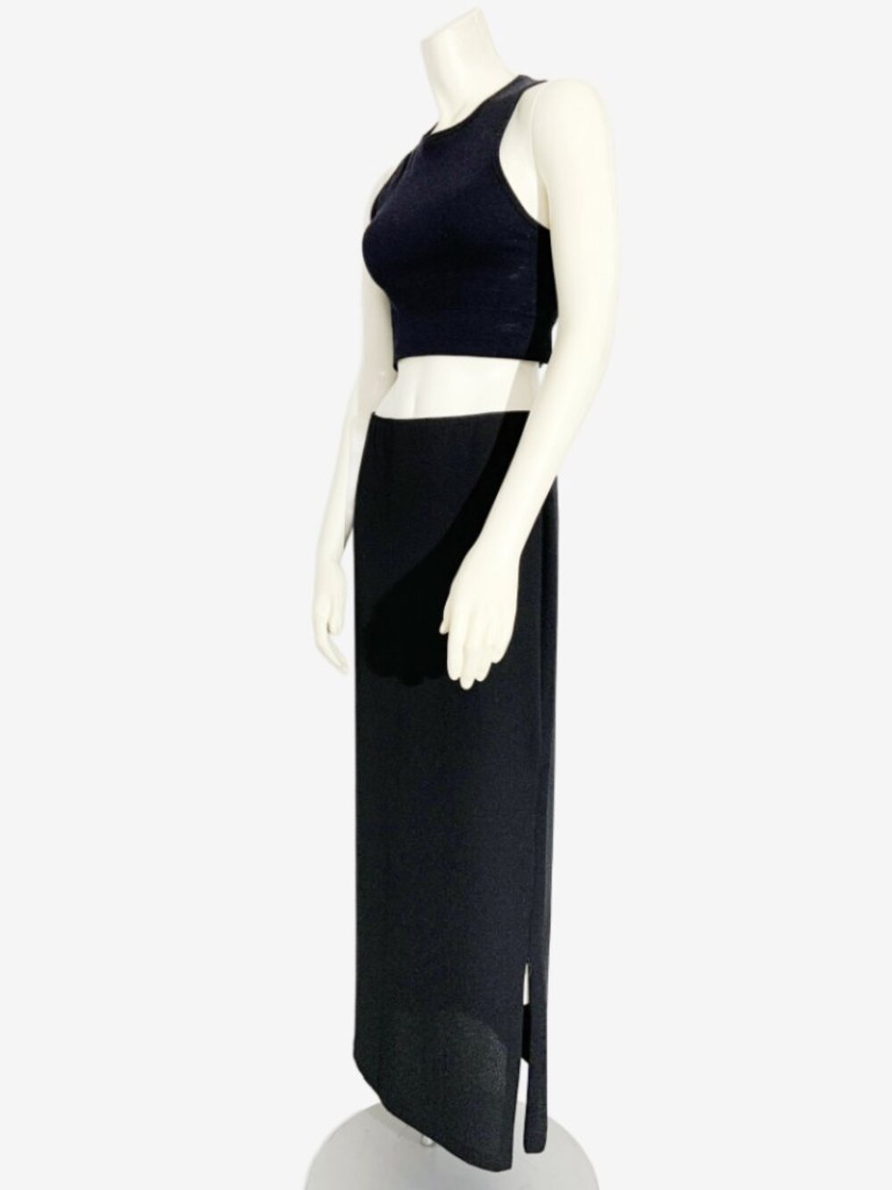 Vintage Y2K Black Maxi Skirt with Side Seam Zipper  / size Small